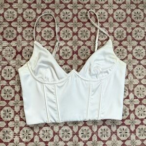 White Satin Crop Top